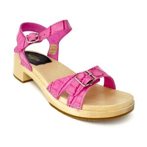 NEW Swedish Hasbeens Pink Croc Swedish Low Sandal Euro Size 38 = US 8 Shoes New
